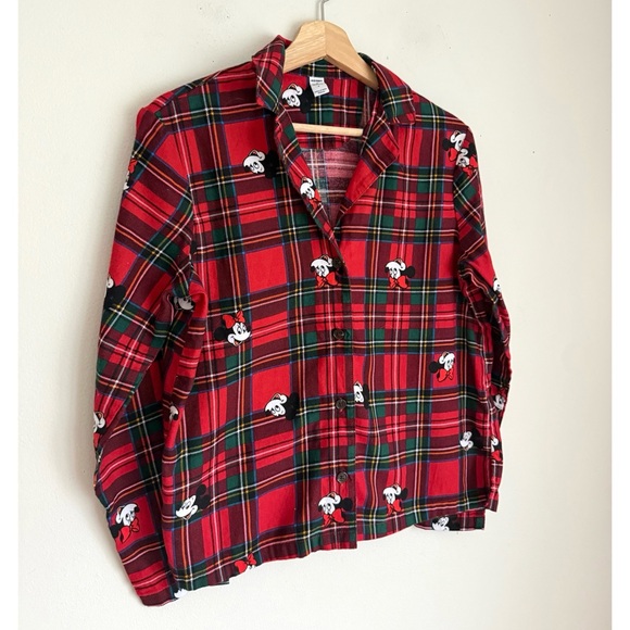 Disney x Old Navy Mickey Mouse and Minnie Plaid 100% Cotton Pajamas in Red - Picture 4 of 9